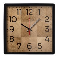 Часы настенные квадрат пластик 30*30 Фактура корпус чёрный Рубин (1/10)