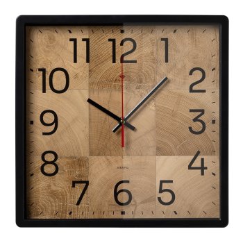 Часы настенные квадрат пластик 30*30 Фактура корпус чёрный Рубин (1/10)