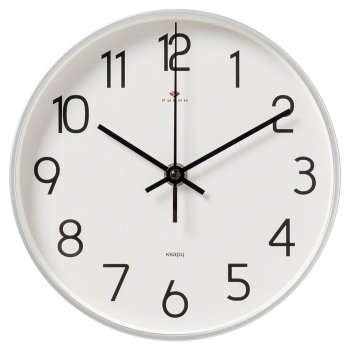 Часы настенные круг пластик d19,5см Классика корпус серебряный Рубин (1/10)