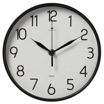 Часы настенные круг пластик d19,5см Классика корпус чёрный Рубин (1/10)