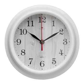 Часы настенные Рубин круг пластик 21*21 "Белое дерево" корпус белый (1/10)*