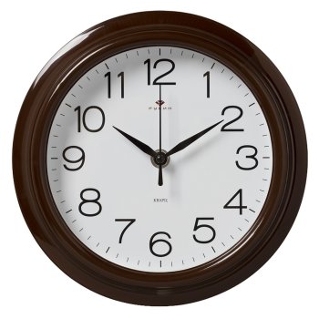 Часы настенные круг пластик d21 Классика корпус коричневый Рубин (1/10)