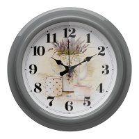 Часы настенные круг пластик d21 Лаванда и чай корпус серый Рубин (1/10)