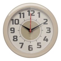 Часы настенные круг пластик d24,5 Классика корпус бежево-серый Рубин (1/10)
