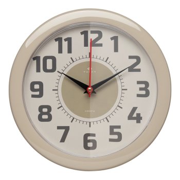 Часы настенные круг пластик d24,5 Классика корпус бежево-серый Рубин (1/10)