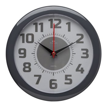 Часы настенные круг пластик d24,5 Классика корпус тёмно-серый Рубин (1/10)