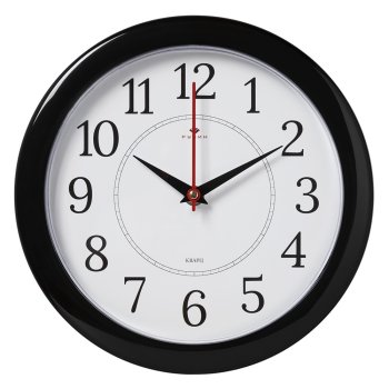 Часы настенные круг пластик d24,5 Классика корпус чёрный Рубин (1/10)