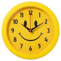 Часы настенные круг пластик d24,5 Смайлик корпус жёлтый Рубин (1/10)