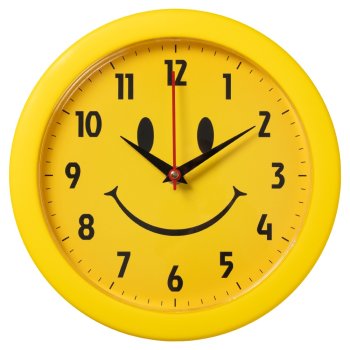 Часы настенные круг пластик d24,5 Смайлик корпус жёлтый Рубин (1/10)