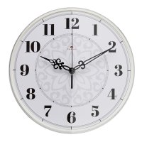 Часы настенные круг пластик d25 Узор основание белое Рубин (1/10)