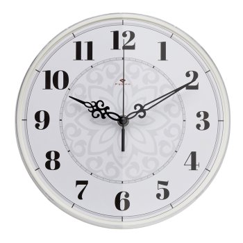 Часы настенные круг пластик d25 Узор основание белое Рубин (1/10)