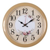 Часы настенные Рубин круг пластик 29*29 "Весенние" корпус бежевый (1/10)