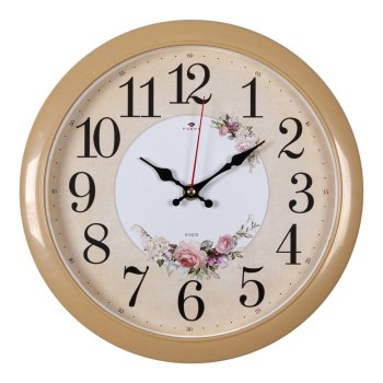 Часы настенные Рубин круг пластик 29*29 "Весенние" корпус бежевый (1/10)