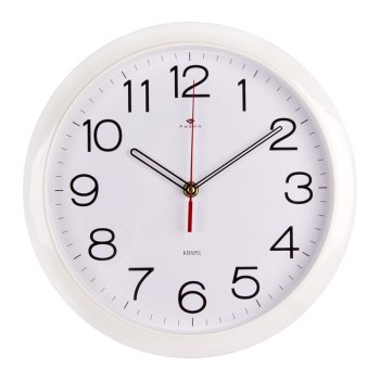 Часы настенные круг пластик d29 Классика корпус белый Рубин (1/10)