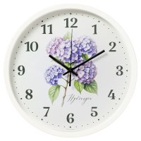 Часы настенные круг пластик d30 Гортензия корпус белый Рубин (1/10)