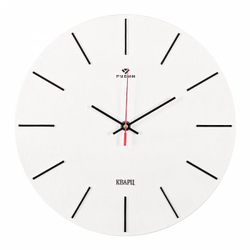 Часы настенные круг пластик d30 Классика корпус белый+чёрный Рубин (10)