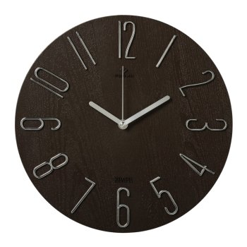 Часы настенные круг пластик d30 Классика корпус коричневый+серебро Рубин (1/10)