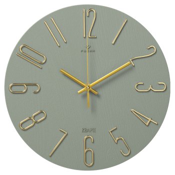 Часы настенные круг пластик d30 Классика корпус оливковый+золото Рубин (1/10)