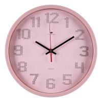 Часы настенные круг пластик d30 Классика корпус розовый Рубин (1/10)
