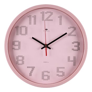 Часы настенные круг пластик d30 Классика корпус розовый Рубин (1/10)