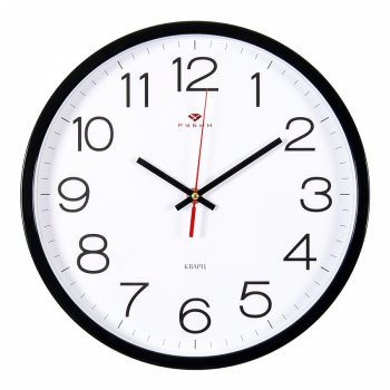 Часы настенные круг пластик d30 Классика корпус чёрный Рубин (1/10)