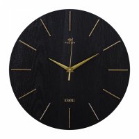Часы настенные круг пластик d=30см Классика корпус золото+черный (10)*