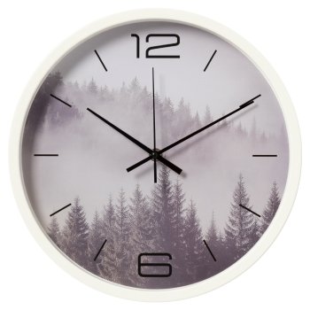 Часы настенные круг пластик d30 Лес корпус белый Рубин (1/10)