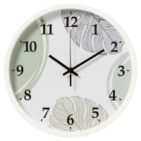 Часы настенные круг пластик d30 Листопад корпус белый Рубин (1/10)