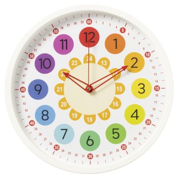 Часы настенные круг пластик d30 Обучающие корпус белый Рубин (1/10)