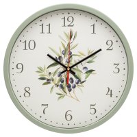 Часы настенные круг пластик d30 Оливковая ветвь корпус оливковый Рубин (1/10)