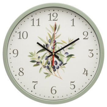 Часы настенные круг пластик d30 Оливковая ветвь корпус оливковый Рубин (1/10)