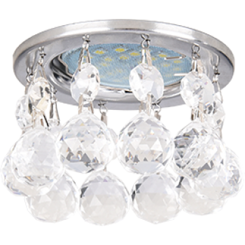 Светильник Ecola MR16 CR1002 GU5.3 Glass Стекло Круг с большими хруст. на прямом подвесе Прозрачный / Хром 84x90