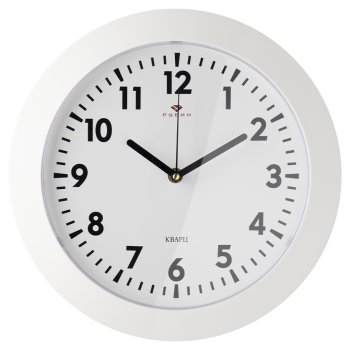 Часы настенные круг пластик d31 Классика корпус белый Рубин (1/10)