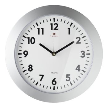 Часы настенные круг пластик d31 Классика корпус серебряный Рубин (1/10)