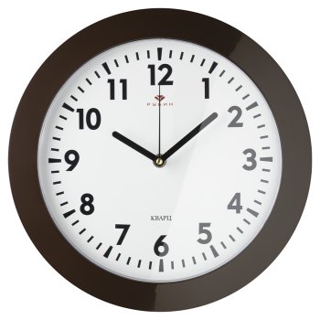 Часы настенные круг пластик d31 Классика корпус тёмно-коричневый Рубин (1/10)