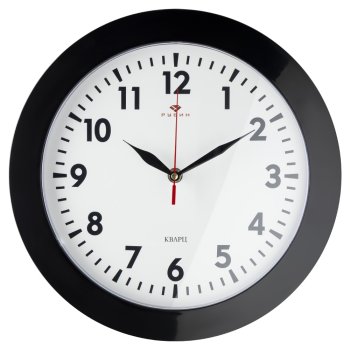 Часы настенные круг пластик d31 Классика корпус чёрный Рубин (1/10)