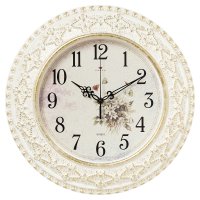 Часы настенные круг пластик d38 Полевые цветы корпус белый с золотом Рубин (1/5)