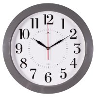 Часы настенные круг пластик d38,5 Классика корпус серый Рубин (1/5)