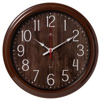 Часы настенные круг пластик d48 Классика корпус коричневый Рубин (1/5)