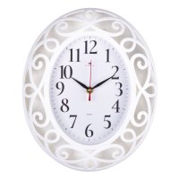 3126-003 (10) Часы настенные овал 31х26 см, корпус белый "Классика" "Рубин"