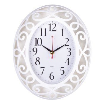 3126-003 (10) Часы настенные овал 31х26 см, корпус белый "Классика" "Рубин"