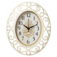 Часы настенные овал пластик 31*26 Мусульманские корпус белый с золотом Рубин (1/10)