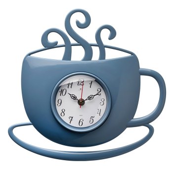 Часы настенные чашка с дымком пластик 31,5*30,5 Классика корпус синий Рубин (1/10)