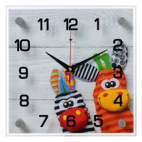 Часы настенные 21 Beк квадрат стекло 25*25 "Забавные зверюшки" (1/10)