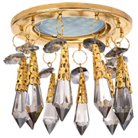 [] Ecola MR16 CR1004 GU5.3 Glass Стекло Круг "Восточный стиль" на коротком подвесе Тонированный / Золото 84x100