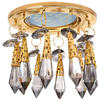 [] Ecola MR16 CR1004 GU5.3 Glass Стекло Круг "Восточный стиль" на коротком подвесе Тонированный / Золото 84x100