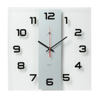 Часы настенные квадрат стекло 35*35 Полоса открытая стрелка (10)*