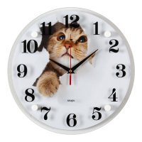 Часы настенные круг стекло d30 Кот в бумаге Рубин (1/10)