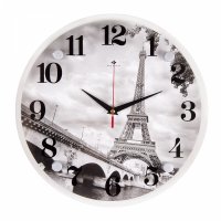 Часы настенные круг стекло d30 Эйфелева башня Рубин (1/10)