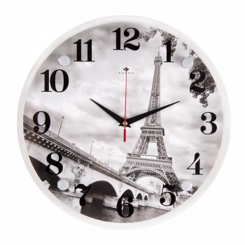 Часы настенные круг стекло d30 Эйфелева башня Рубин (1/10)